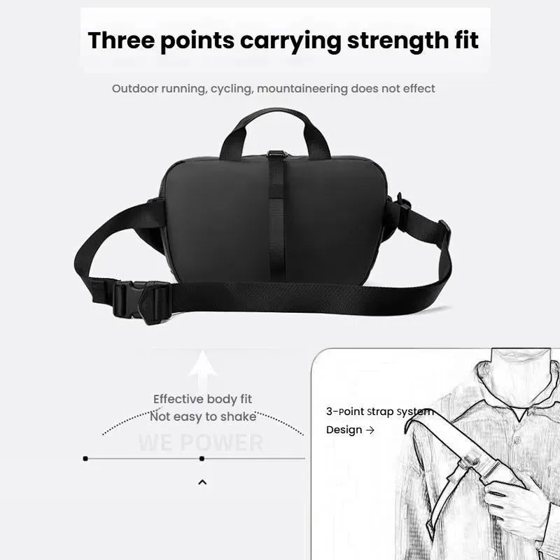 3 Point Strap Men Cycling Chest Bag Anti Sway Design
