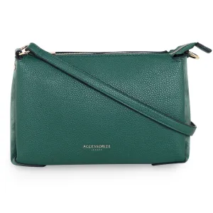 Accessorize London Women's Faux Leather Green Sofia Suedette Sling Bag