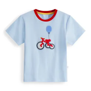 Applique Pima Tee -- Blue w/ Birthday Bike