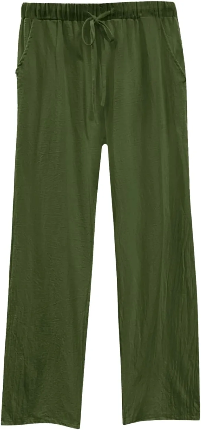 Barrel Pants for Women Winter Nice Business Capris with Pockets Fleece Lined Elastic Waist