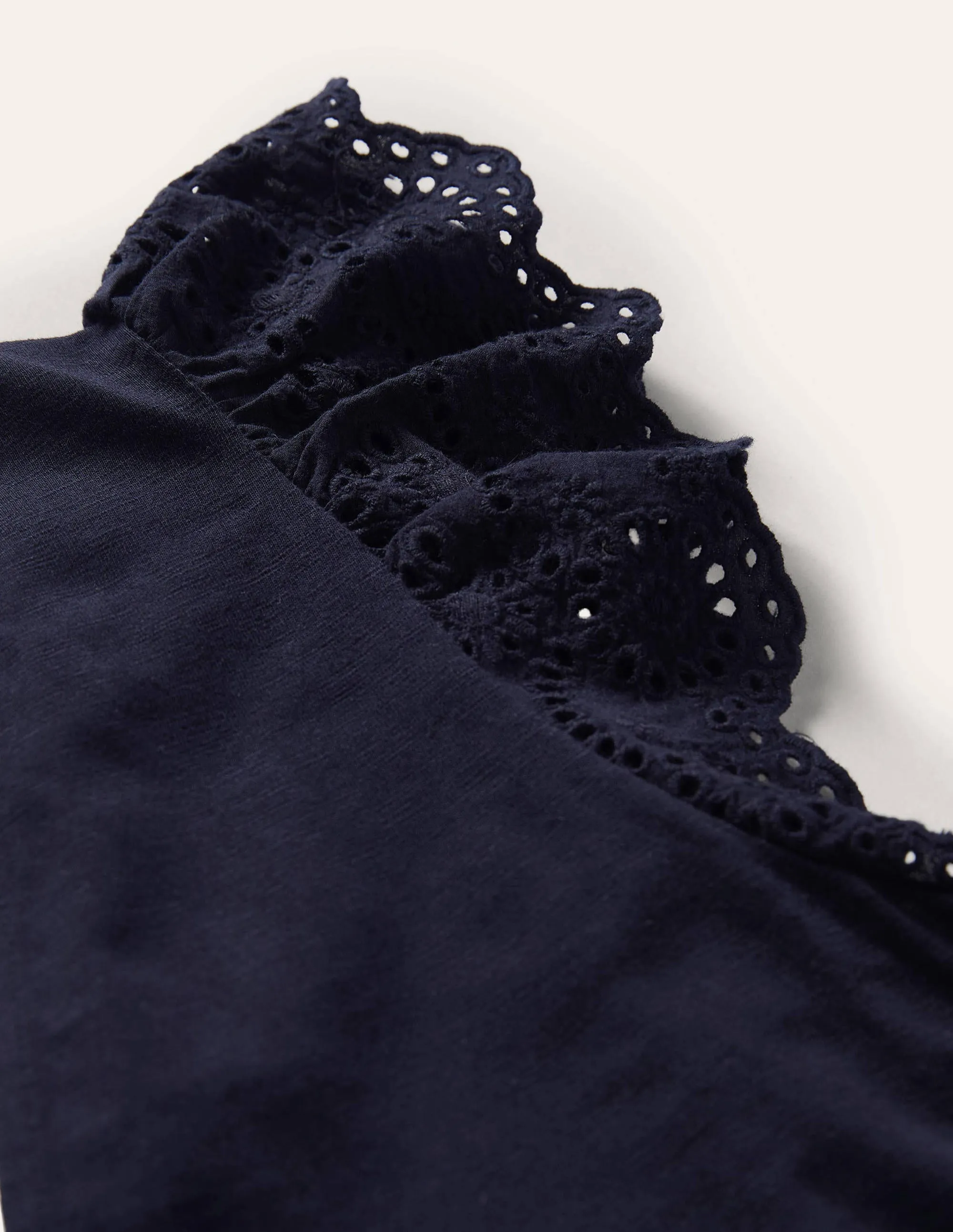 Broderie Mix Jersey Maxi Dress-Navy