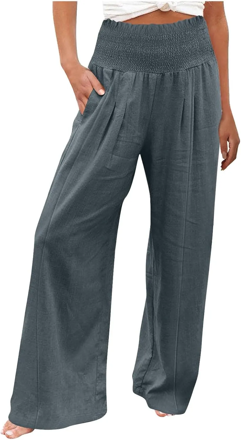 Cargo Pants for Women Winter Casual Business Slacks with Pockets Solid Color Elastic Waist