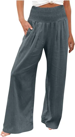 Cargo Pants for Women Winter Casual Business Slacks with Pockets Solid Color Elastic Waist