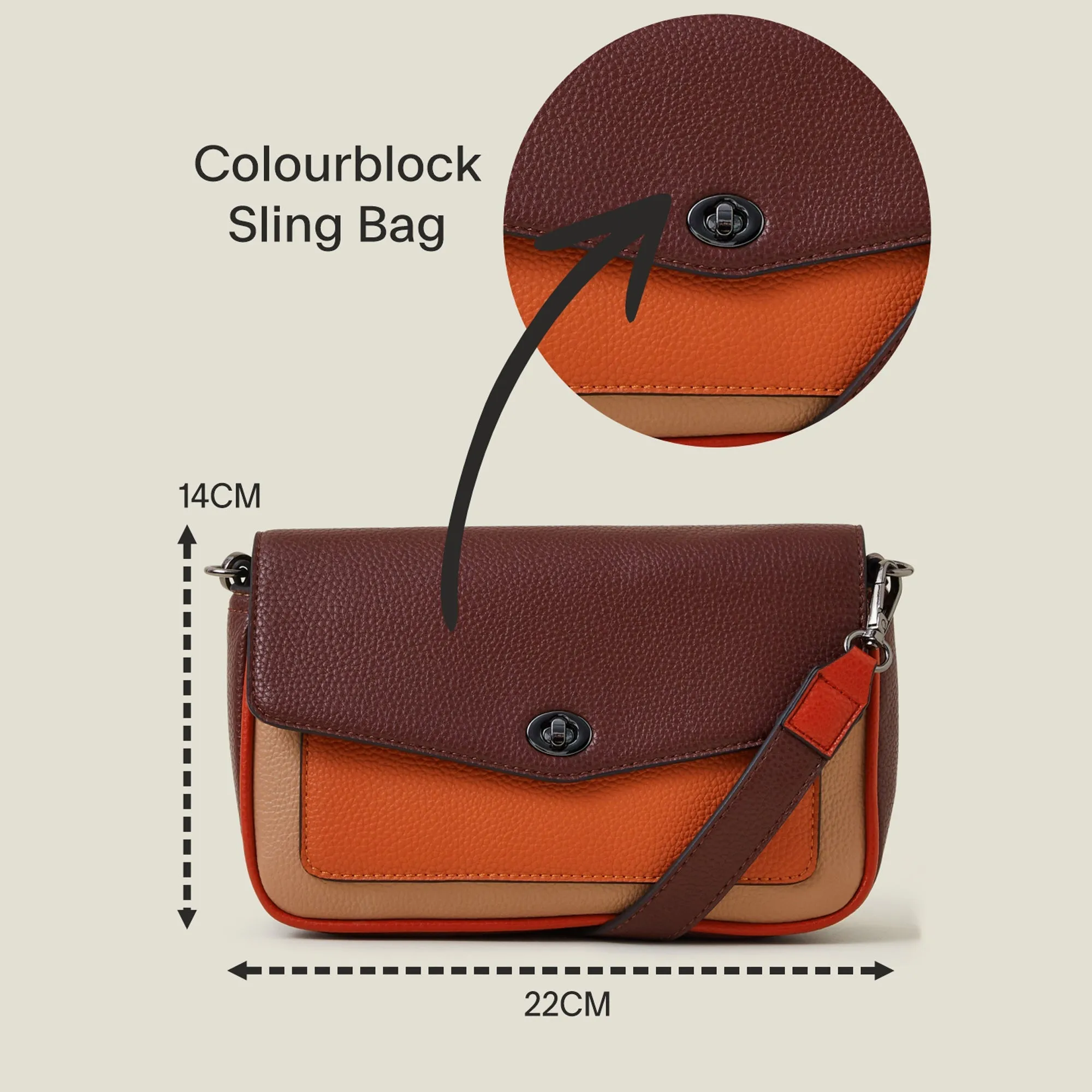 Colourblock Faux Leather Cross-Body Bag-Maroon
