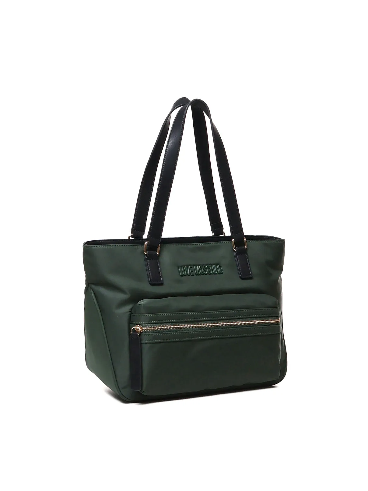 Green Nylon Tote Bag with Zipper