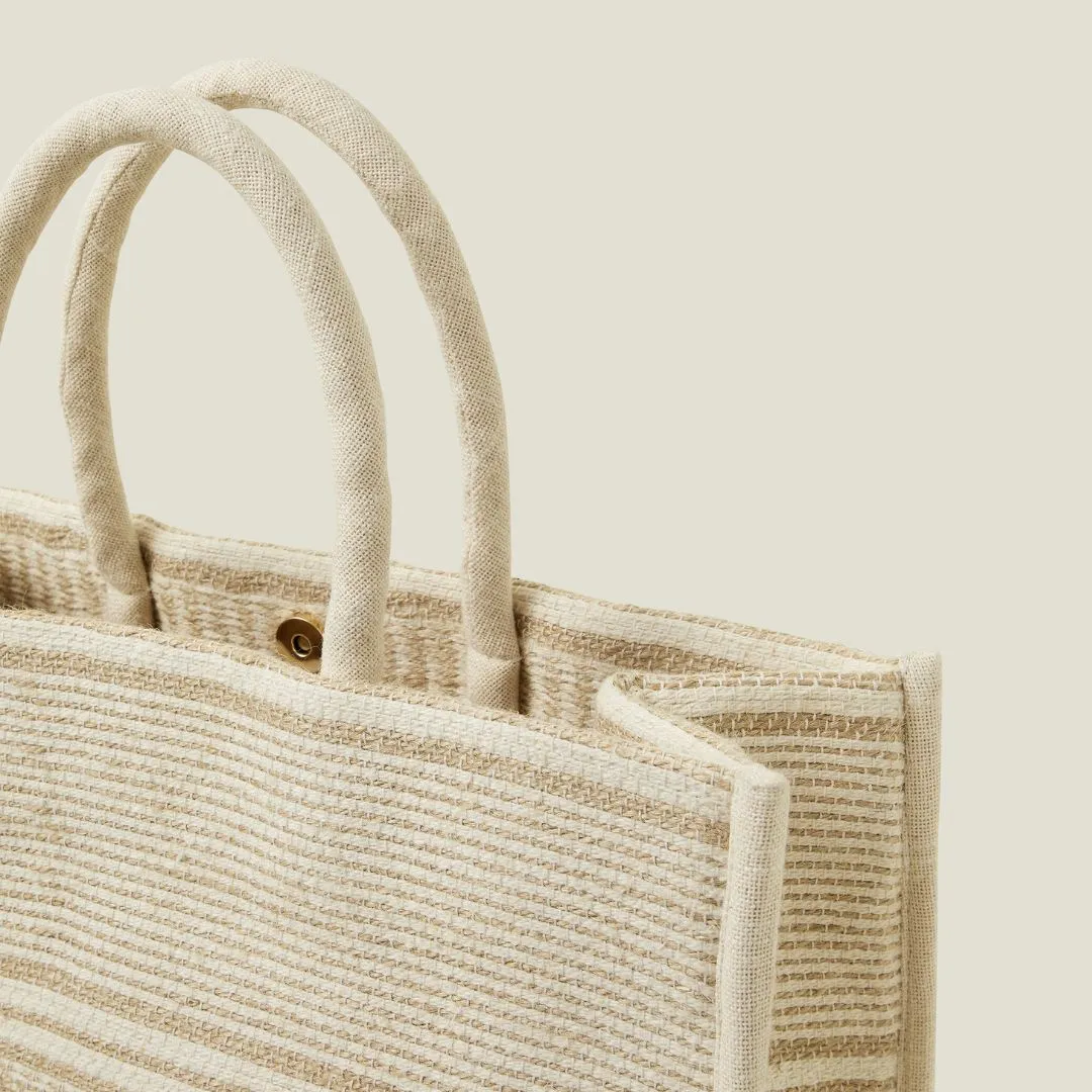Handheld Book Tote Bag-Natural