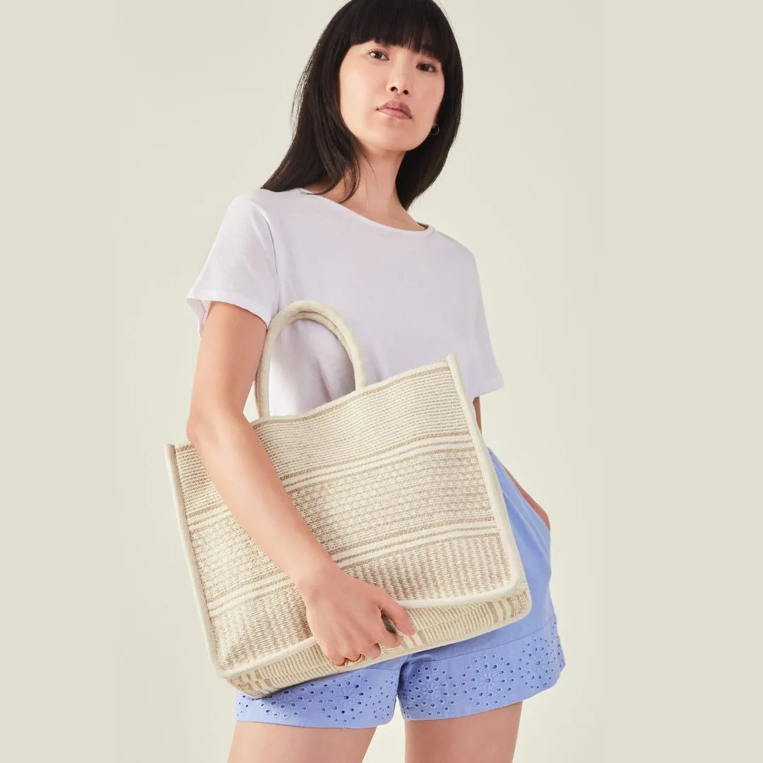 Handheld Book Tote Bag-Natural