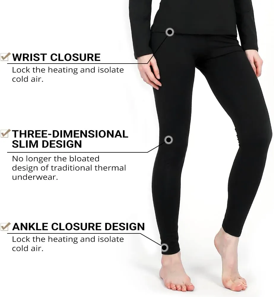 HEROBIKER Thermal Underwear Women Ultra-Soft Set Base Layer Top & Bottom Long Johns with Fleece Lined Winter Warm