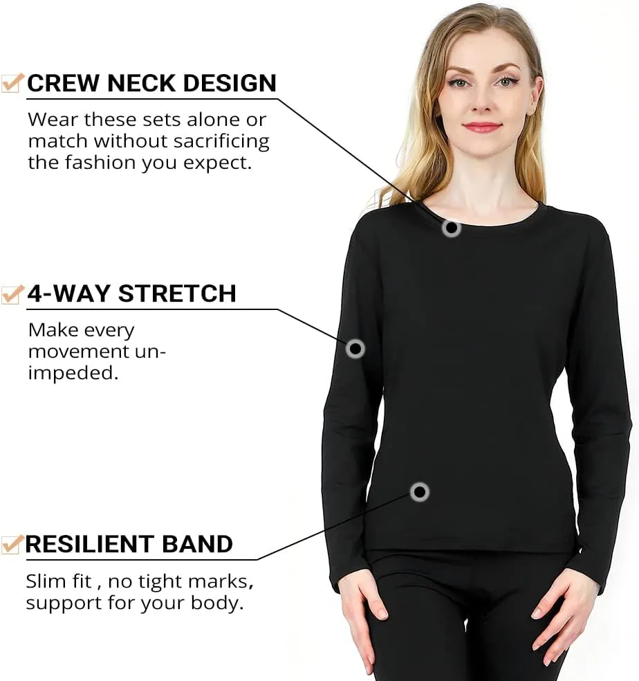 HEROBIKER Thermal Underwear Women Ultra-Soft Set Base Layer Top & Bottom Long Johns with Fleece Lined Winter Warm