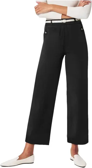 High Waisted Work Pants for Women Winter Convertible Business Sweatpants with Pockets Wide Leg Flare Leggings