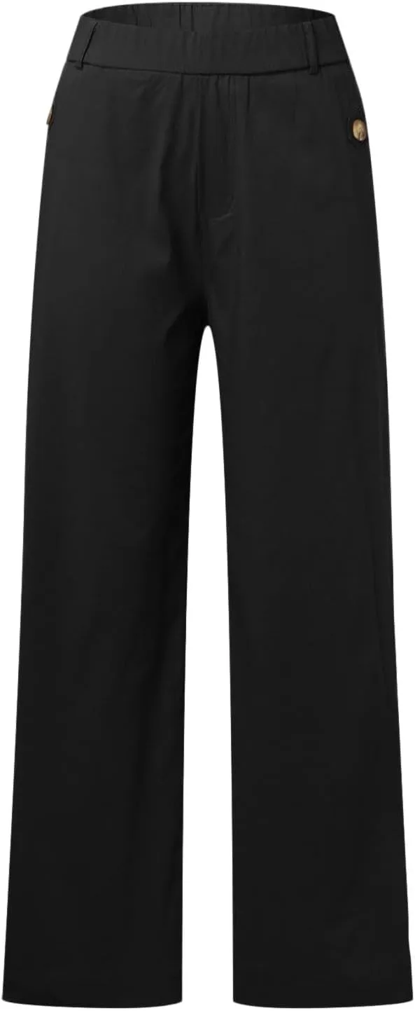 High Waisted Work Pants for Women Winter Convertible Business Sweatpants with Pockets Wide Leg Flare Leggings