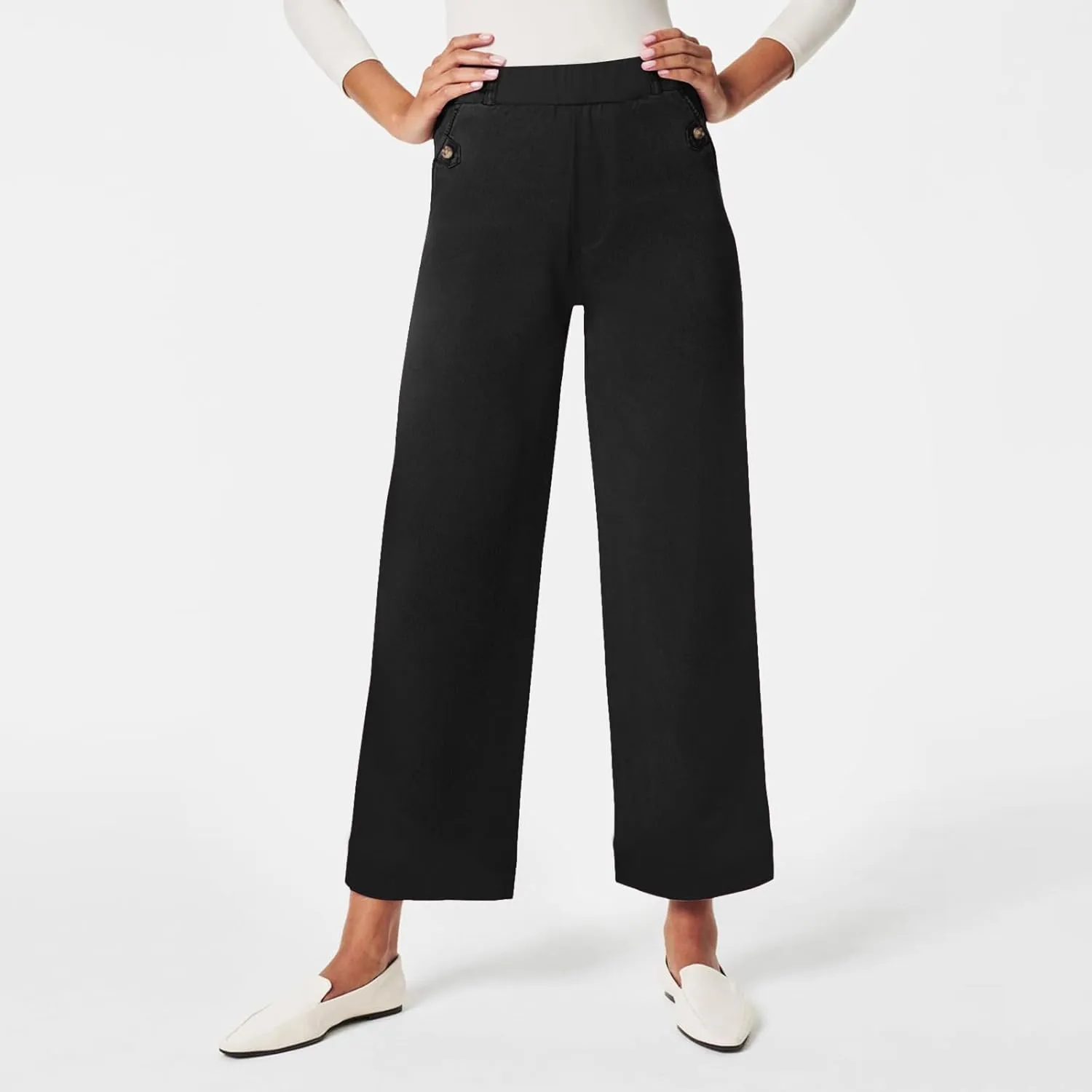 High Waisted Work Pants for Women Winter Convertible Business Sweatpants with Pockets Wide Leg Flare Leggings