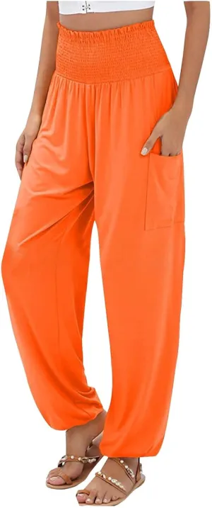 High Waisted Work Pants for Women Winter Straight-Leg Yoga Capris with Pockets Fleece Lined High Waisted