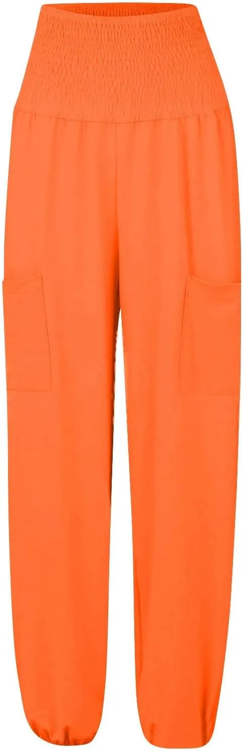 High Waisted Work Pants for Women Winter Straight-Leg Yoga Capris with Pockets Fleece Lined High Waisted