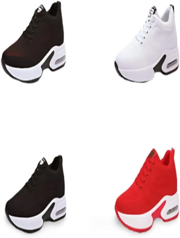 Ladies Jazz Shoes Lace Up Mesh Sneakers - Breathable Cushion Ladies Split Sole Sports Walking Dance Shoes Thick Sole