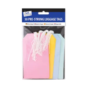 Luggage Labels - 30 Pack Assorted Colours Travel Baggage Tags