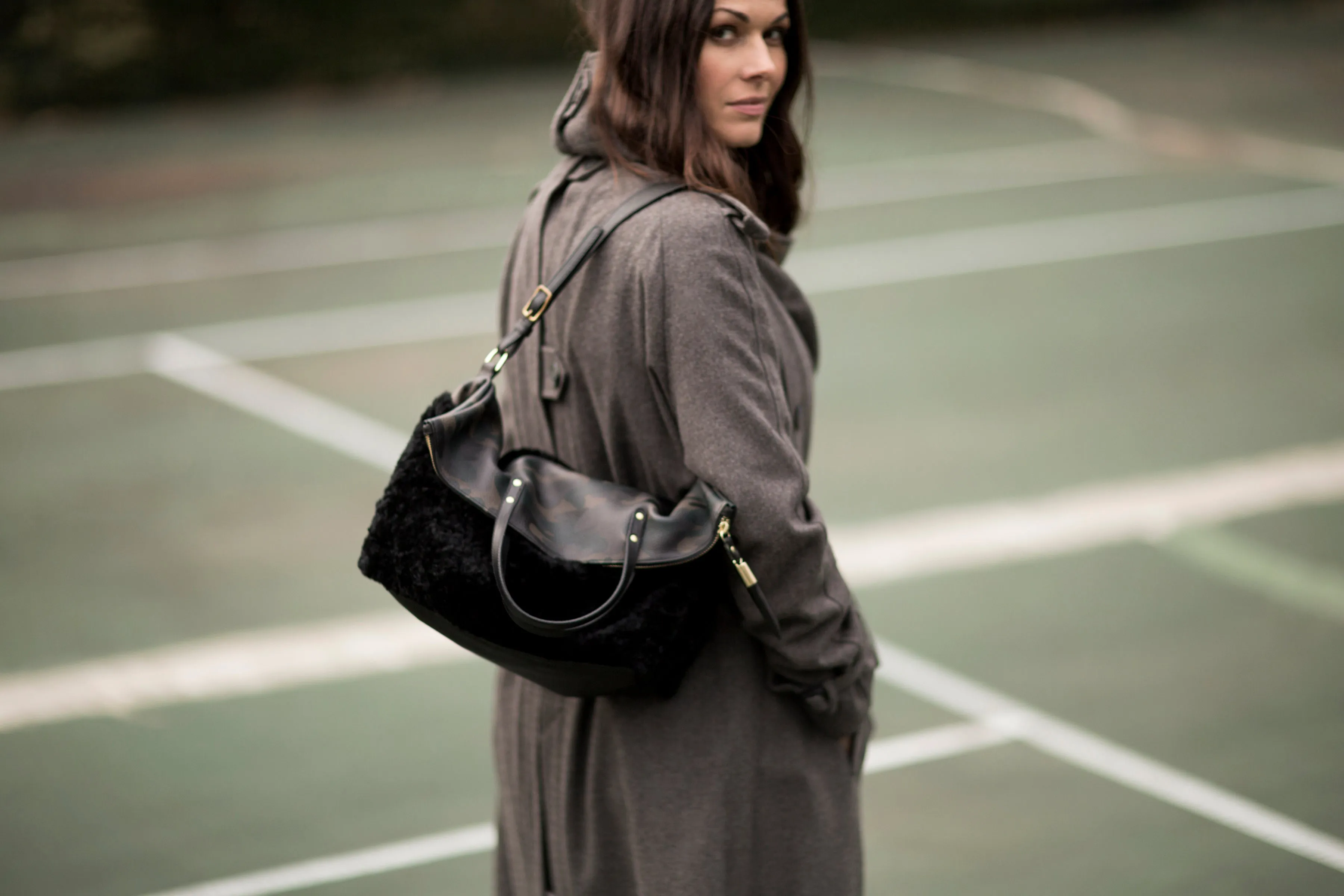 Morleigh Foldover Shearling Tote - Dark Camo