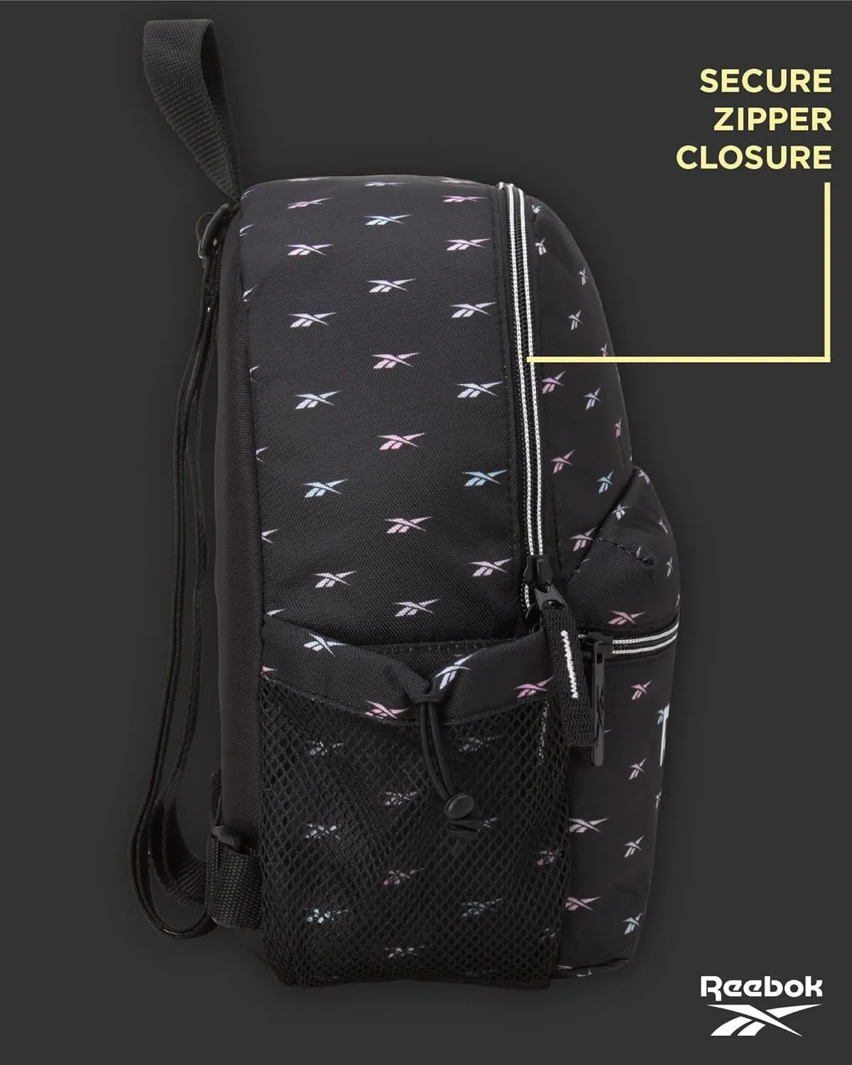 Reebok Women's Backpack - Lightweight Mini Essential Backpack - Small Casual Travel Bag for Women, Black Print Serena