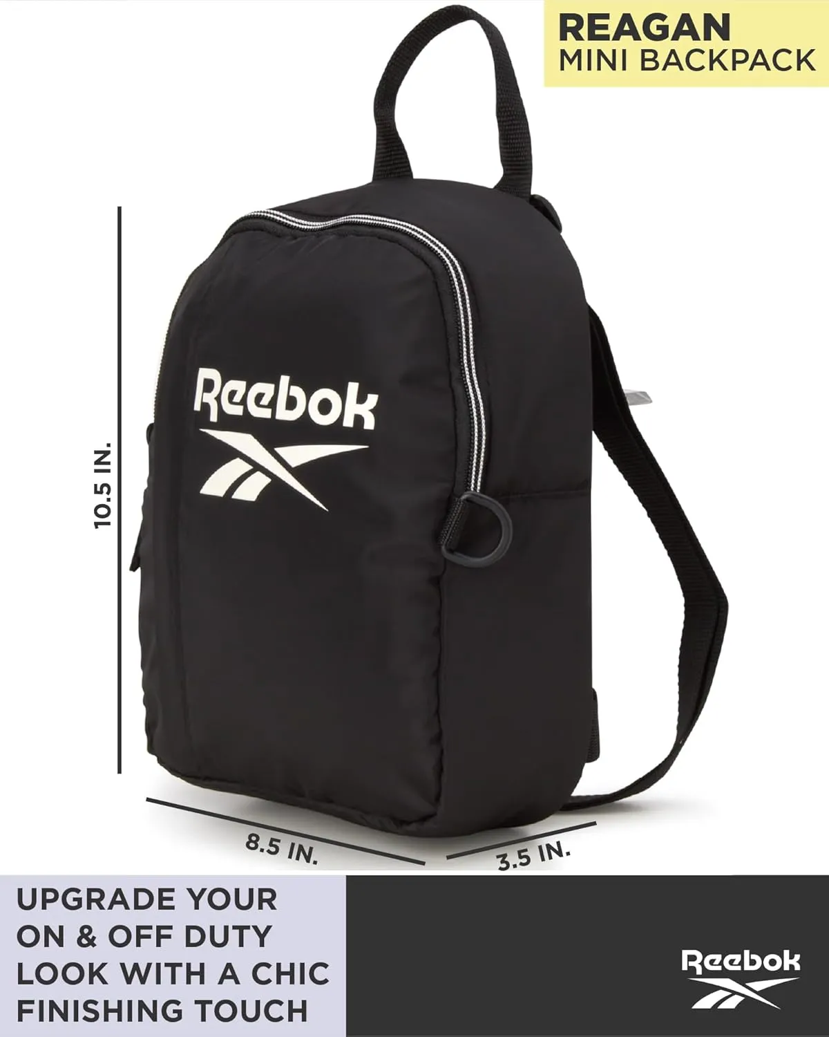 Reebok Women's Backpack - Lightweight Mini Essential Backpack - Small Casual Travel Bag for Women, Black Reagan