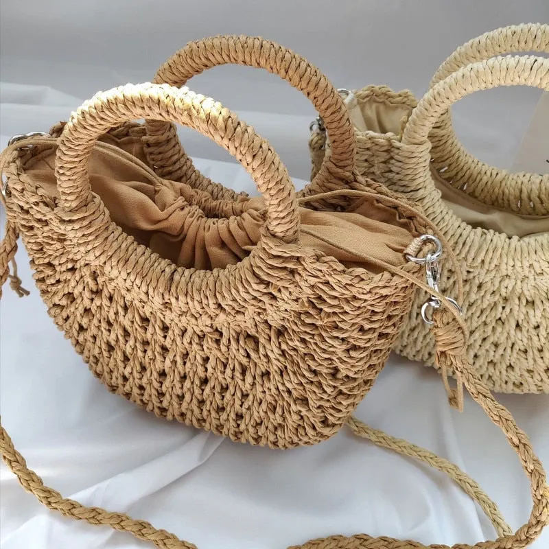 sealbeer A&A Summer Straw Woven Beach Tote Bag