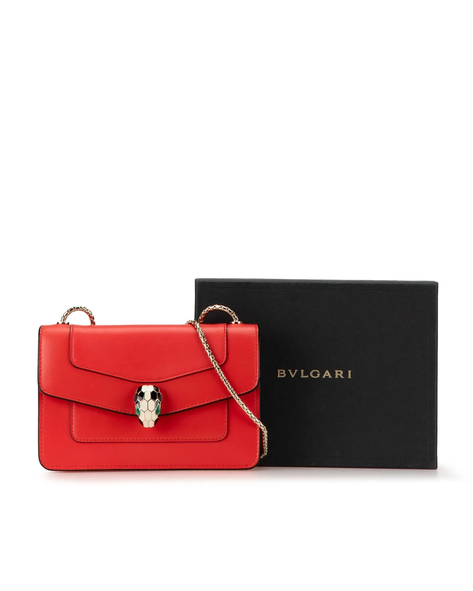 Serpenti Forever Leather Clutch with Chain