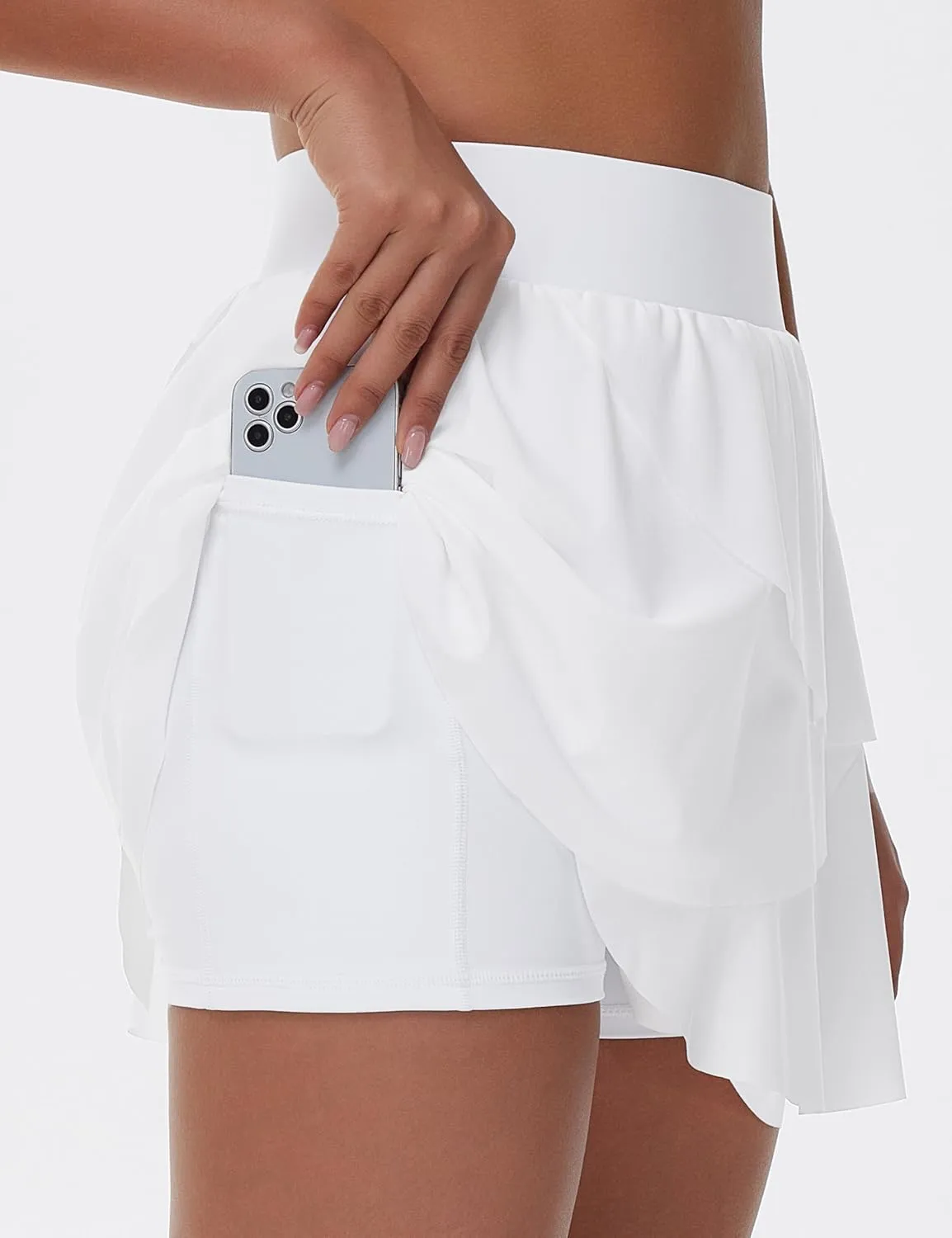 THE GYM PEOPLE Women's Tiered Petal Tennis Skirts Ruffle Golf Skorts Built-in Shorts with Pockets