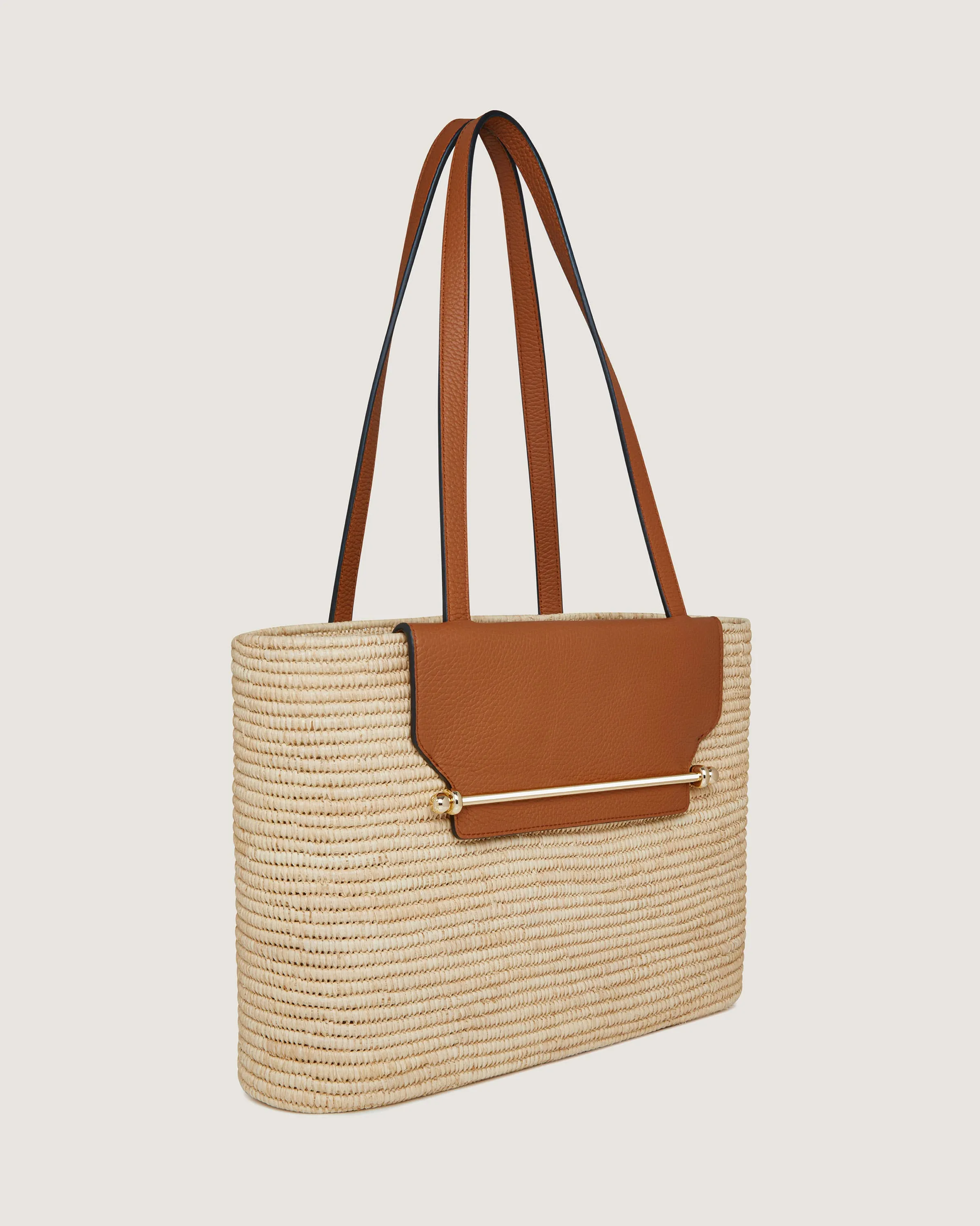 The Strathberry Basket (Medium) - Raffia/Leather Tan