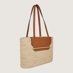 The Strathberry Basket (Medium) - Raffia/Leather Tan