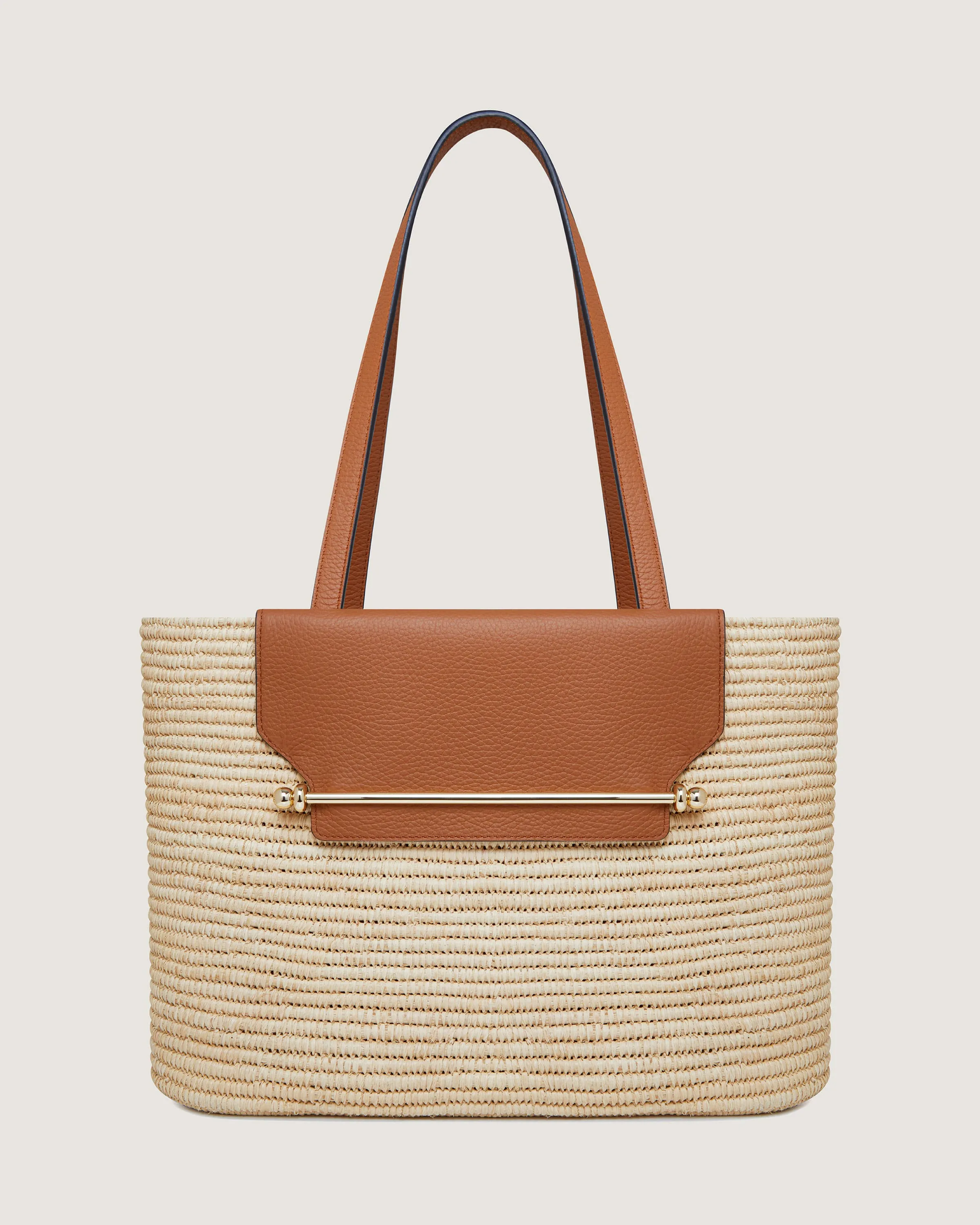The Strathberry Basket (Medium) - Raffia/Leather Tan