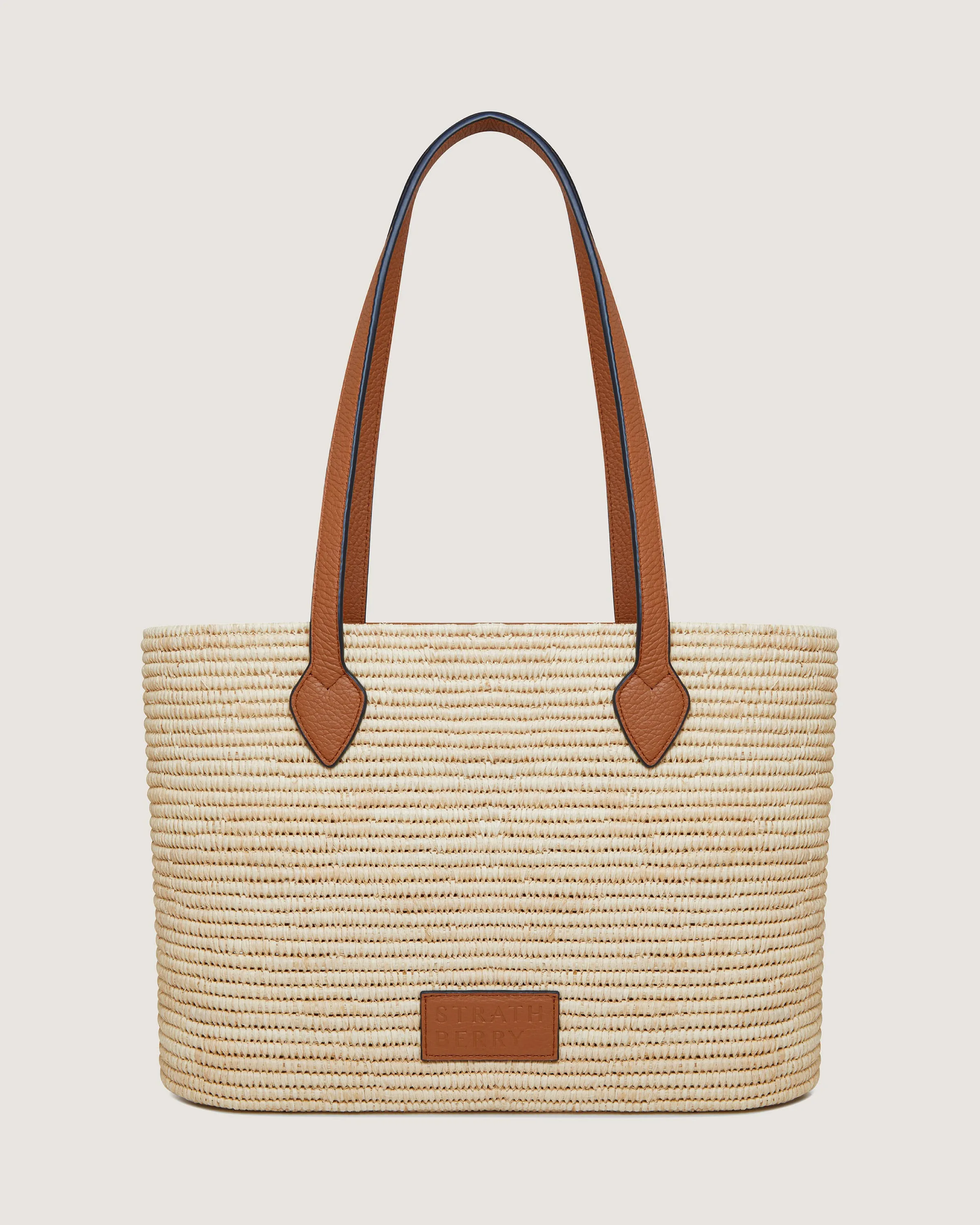 The Strathberry Basket (Medium) - Raffia/Leather Tan