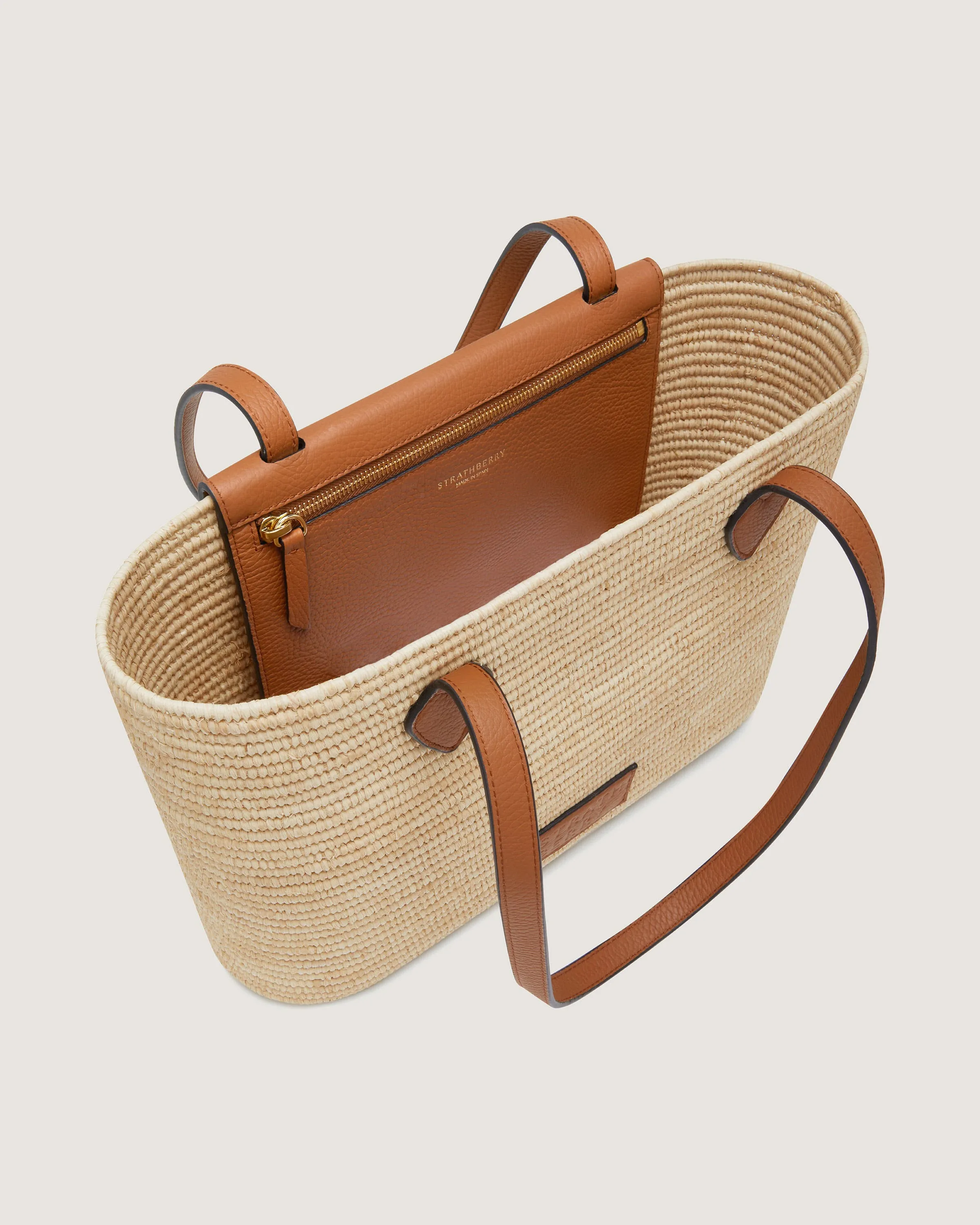 The Strathberry Basket (Medium) - Raffia/Leather Tan