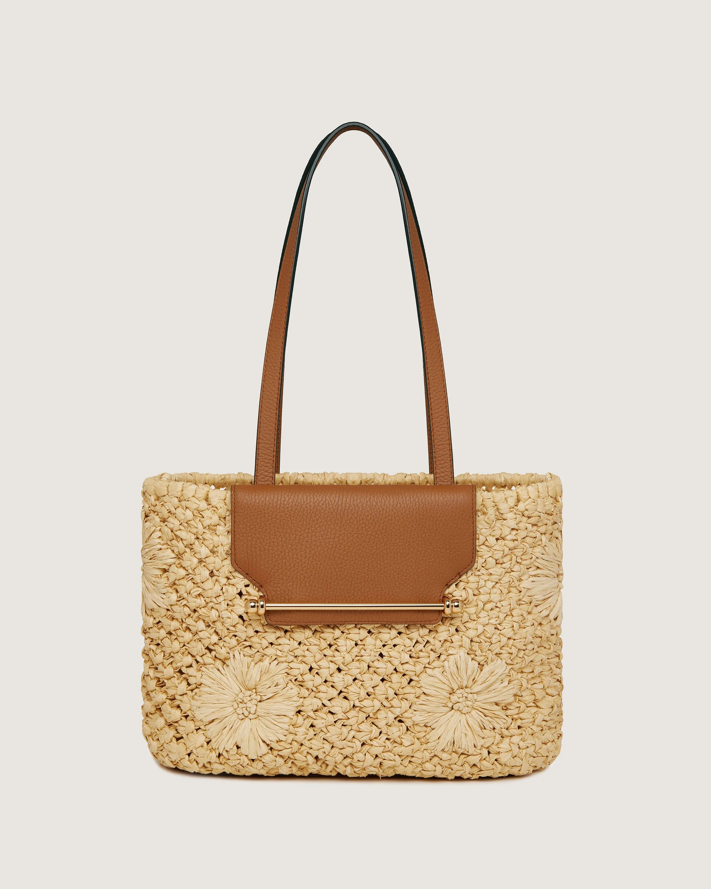 The Strathberry Basket (Small) - Floral Paper Raffia/Tan