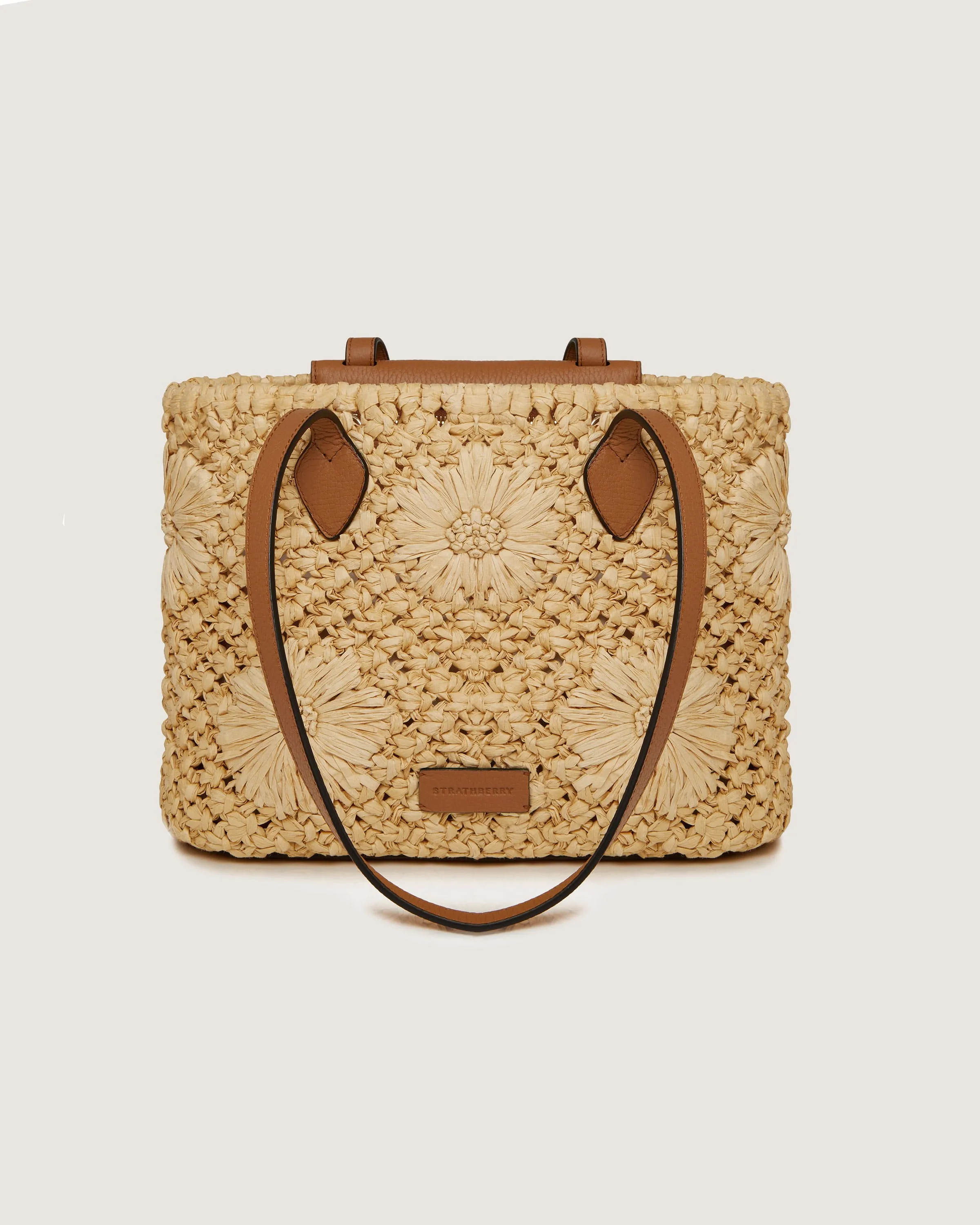 The Strathberry Basket (Small) - Floral Paper Raffia/Tan