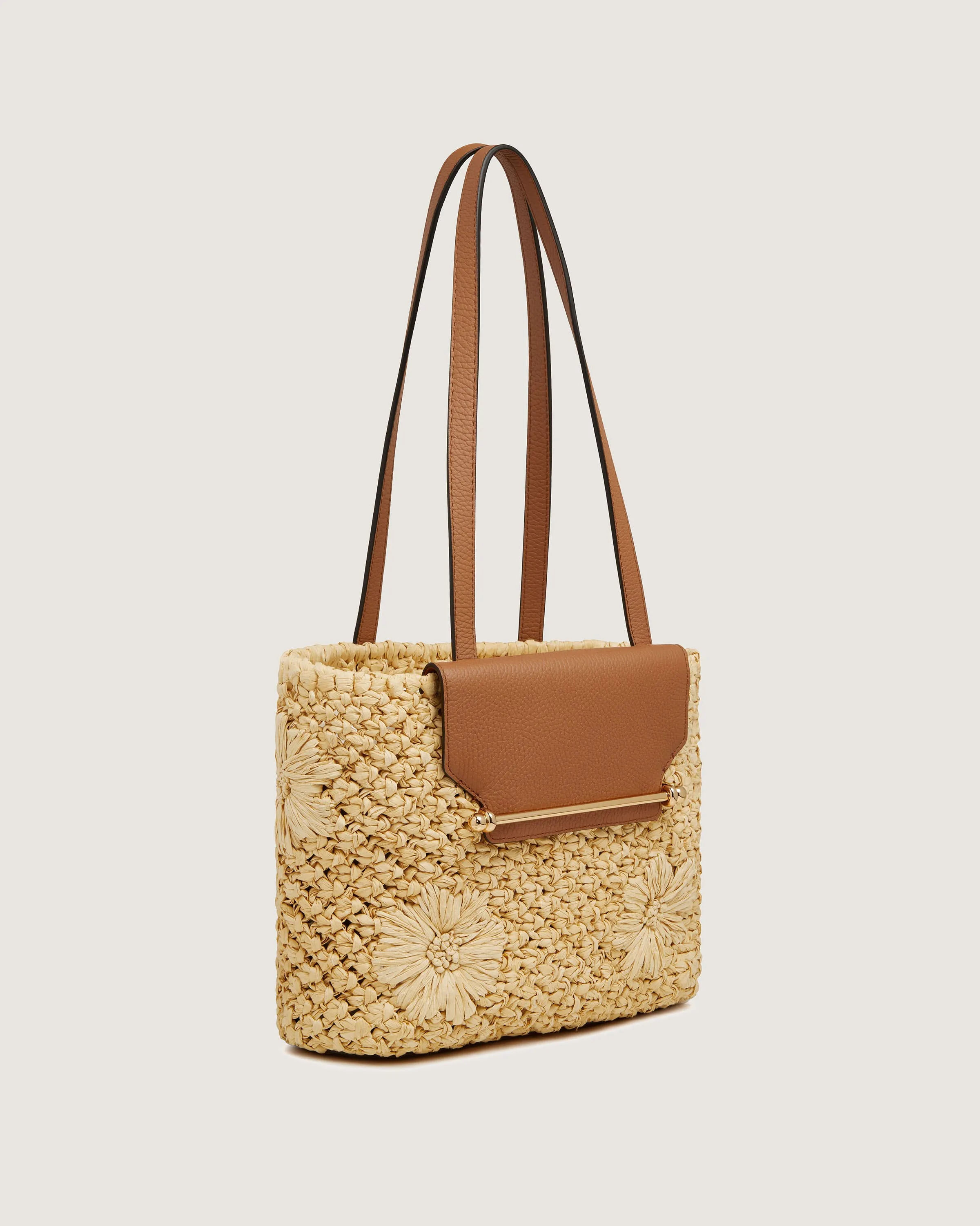 The Strathberry Basket (Small) - Floral Paper Raffia/Tan