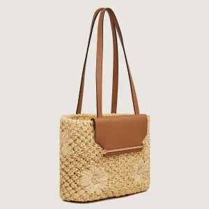 The Strathberry Basket (Small) - Floral Paper Raffia/Tan