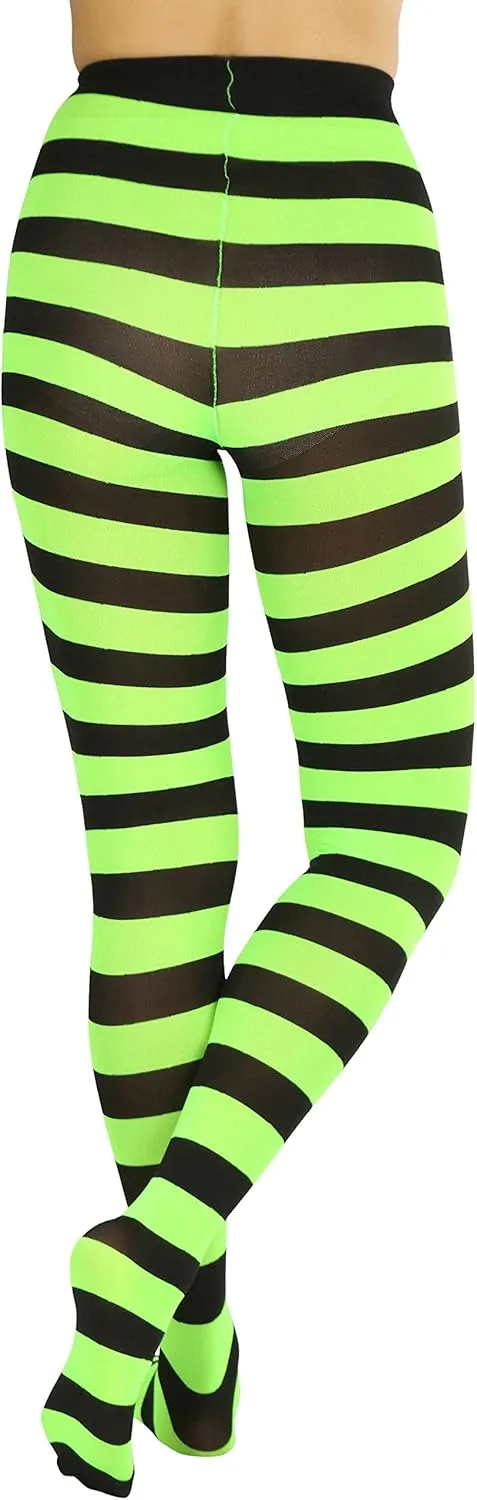 ToBeInStyle Womens Wide Horizontal Contrast Stripe Tights Opaque Hosiery
