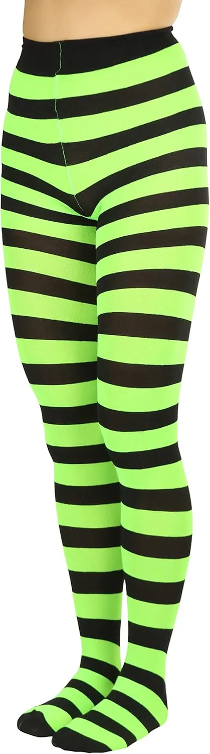 ToBeInStyle Womens Wide Horizontal Contrast Stripe Tights Opaque Hosiery