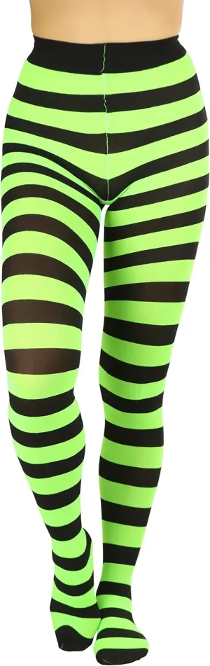 ToBeInStyle Womens Wide Horizontal Contrast Stripe Tights Opaque Hosiery