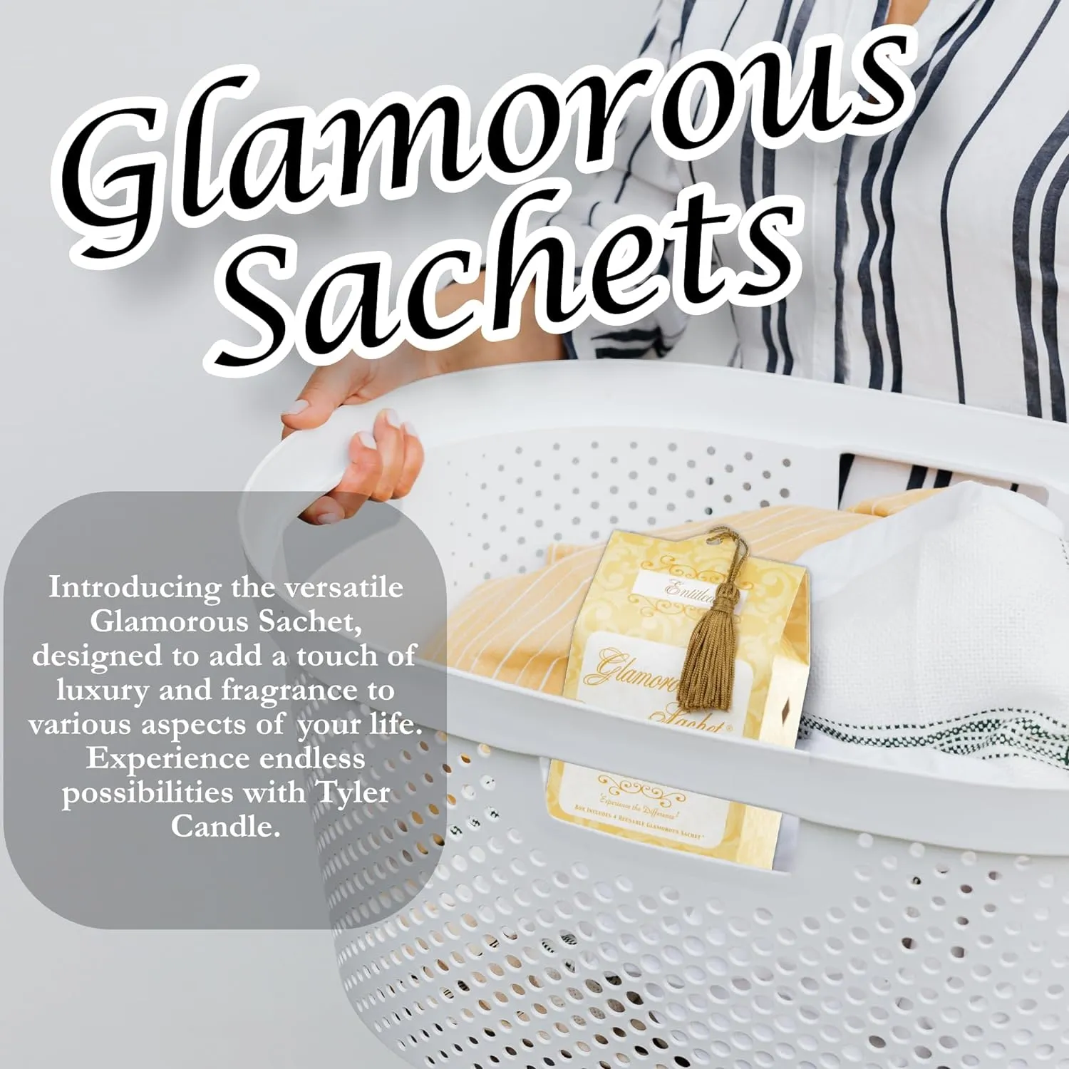 Tyler Candle Entitled Dryer Sachets, 8 Glamorous Reusable Sachets, 2 Pack (4 per Pack) Bundle with Lumintrail Stain Remover Pen, Home Laundry Softener Sheets, Scent for Clean Fabric Detergent Beads