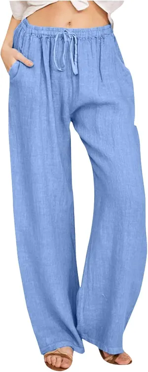 Vintage Corduroy Pants Winter Opaque Travel Palazzo with Pockets Solid Color Straight Leg