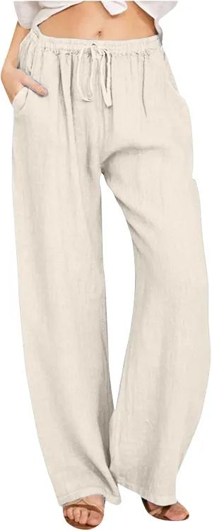 Vintage Corduroy Pants Winter Opaque Travel Palazzo with Pockets Solid Color Straight Leg