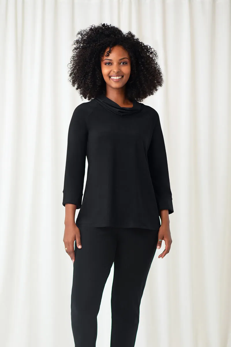 Wide Cuff Raglan Sleeve Top | Black