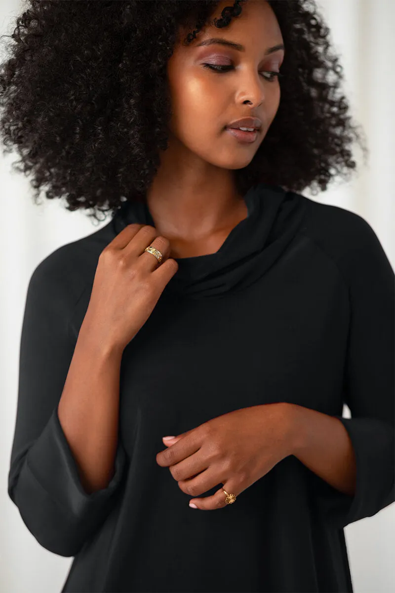 Wide Cuff Raglan Sleeve Top | Black