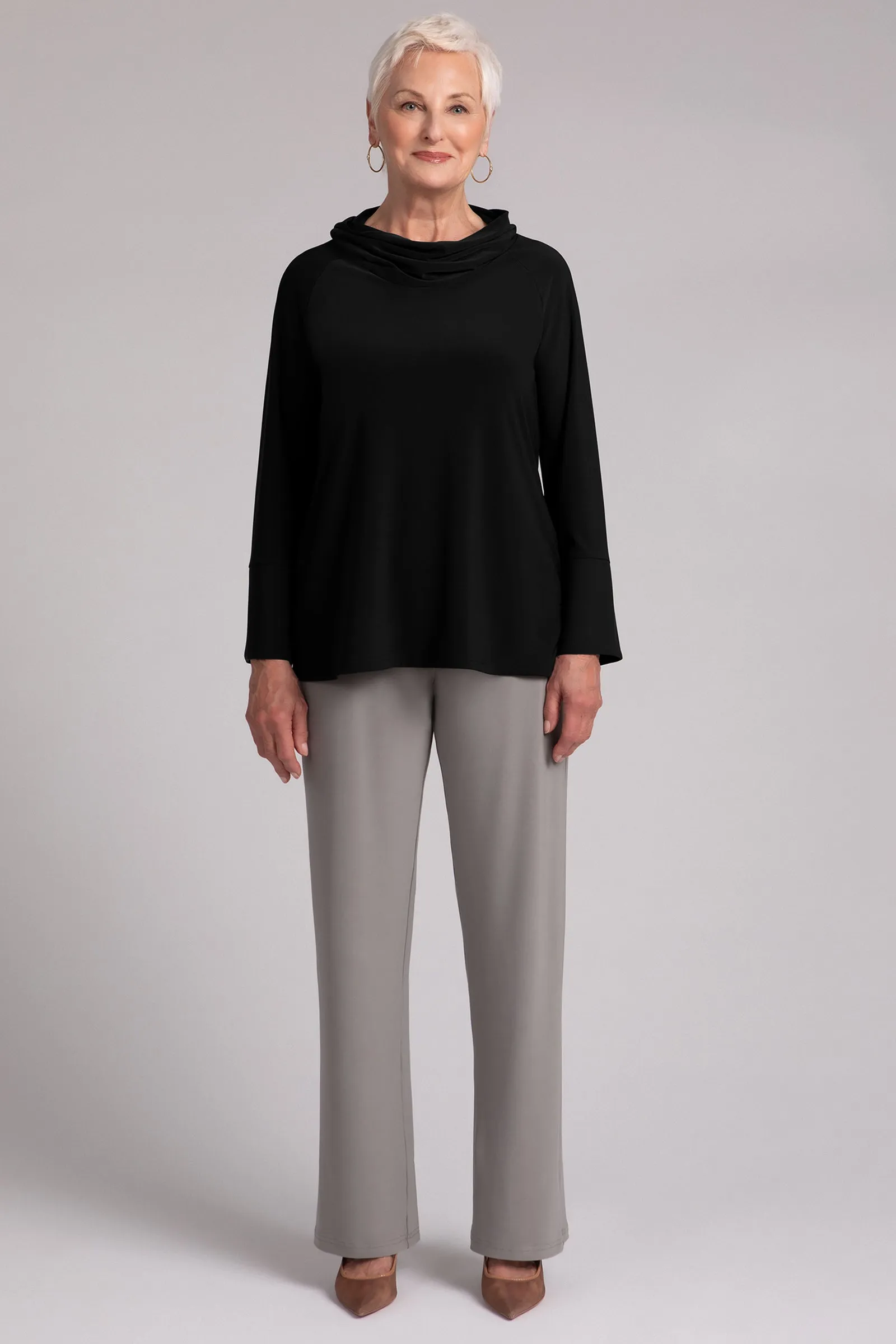 Wide Cuff Raglan Sleeve Top | Black