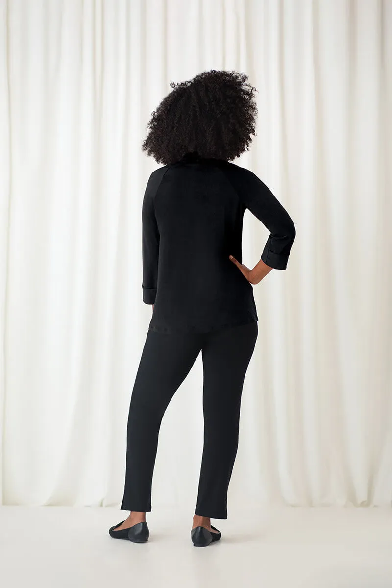 Wide Cuff Raglan Sleeve Top | Black