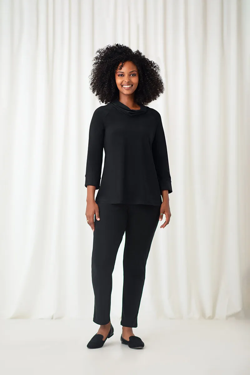 Wide Cuff Raglan Sleeve Top | Black