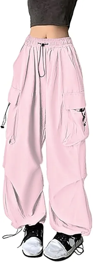 Wide Leg Pants for Women Winter Button Sports Pants with Pockets Barrel Pants Elastic Waist
