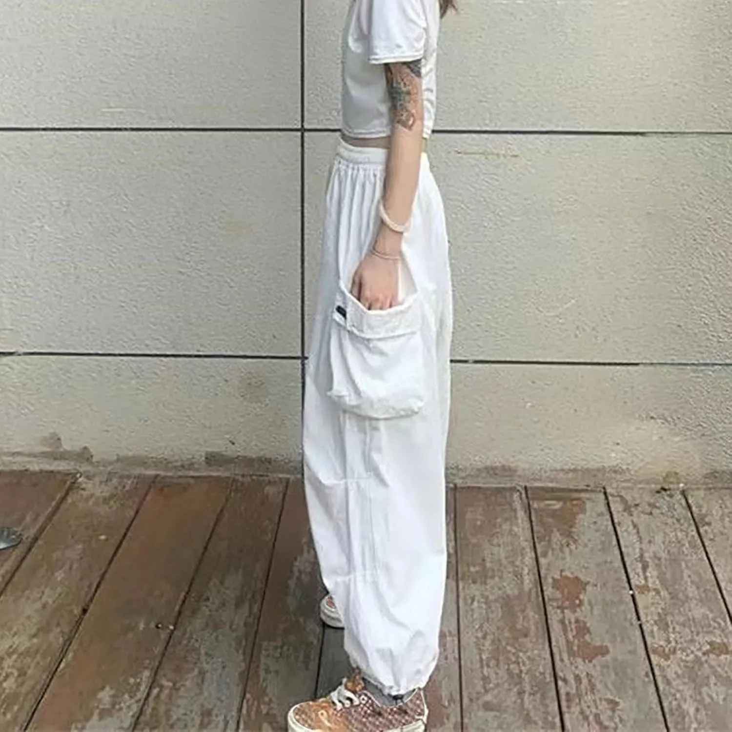 Wide Leg Pants for Women Winter Slim Business Palazzo with Pockets High Waisted Elastic Waist