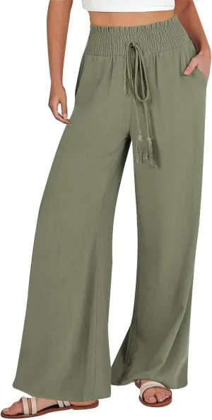 Wide Leg Pants for Women Winter Trending Sports Slacks with Pockets Solid Color Flare Leggings