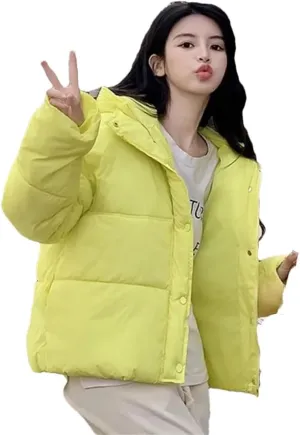 Women Pocket Parkas Zipper Cardigan Hooded Cotton-Padded Thickened Warm Snow Wear Coat Thermal Jacket